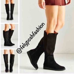 Urban Outfitters Dolly High Wedge Black Suede Boot