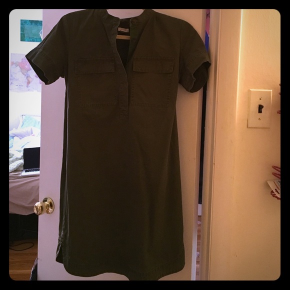 Army green J. Crew safari dress size 0 - Picture 1 of 2