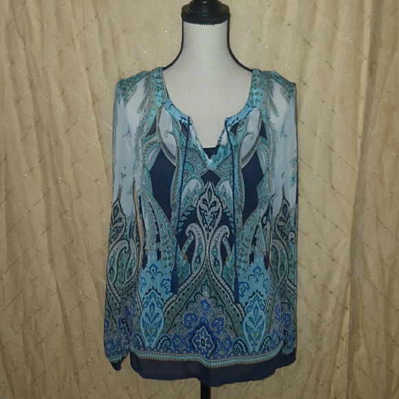 Rose & Olive blue paisley Tunic size Large