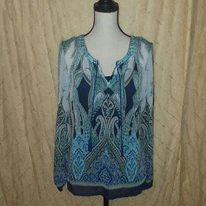 Rose & Olive blue paisley Tunic size Large