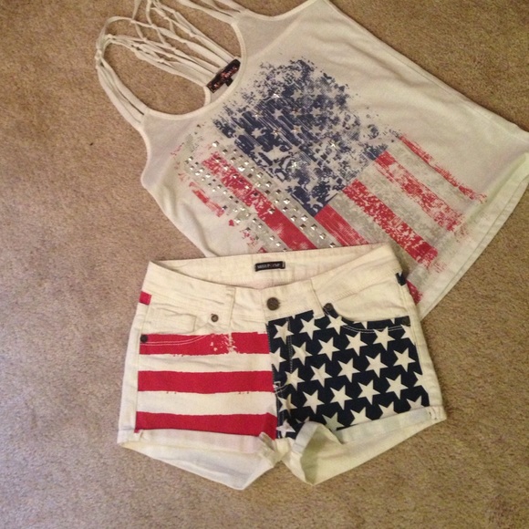 Miss Poem Pants - Stars & Stripes Shorts