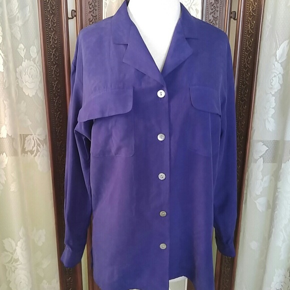 Royal blue silk blouse