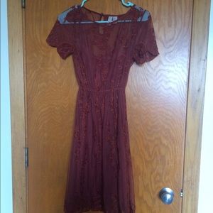Maroon Lace Dress