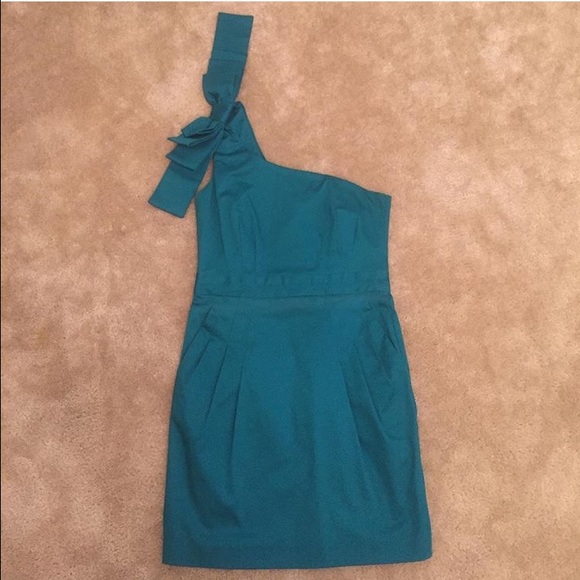 Green One Shoulder French Connection Dress - Picture 1 of 2