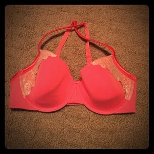 LANE BRYANT CACIQUE Pink w/lace TShirt Bra 40DD