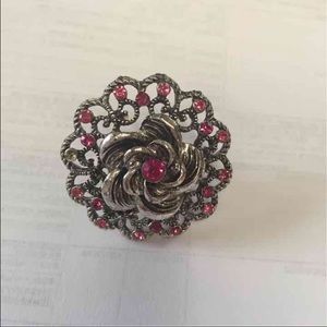 Pink and silver chunky ring
