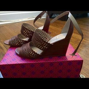 Worn once! Tory Burch Wedge Sandals