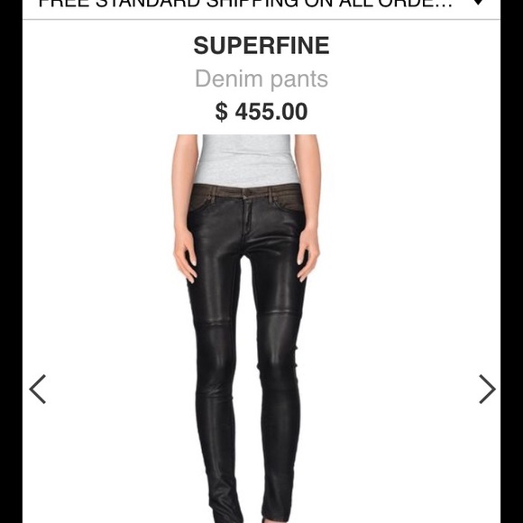 Denim pants combenaited real leather