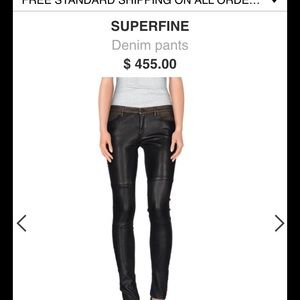 Denim pants combenaited real leather