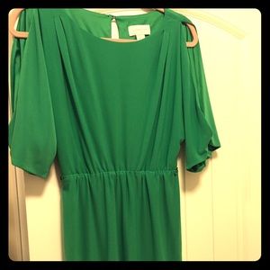 Green Jessica Simpson cold shoulder dress