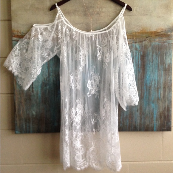 Boutique Dresses & Skirts - 🌴SOLD OUT🌴White Lace Boho Cover Up Size Medium