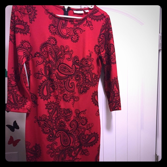 New York and Co. Black and red midi dress .