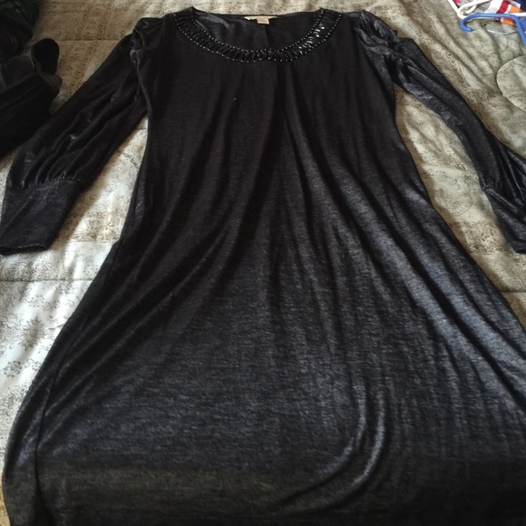 Silver long sleeve dress silver black cotton