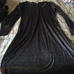 Silver long sleeve dress silver black cotton