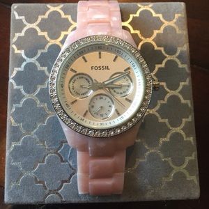 Baby pink fossil watch