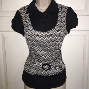 👕Black and White Sweater Vest Blouse👕