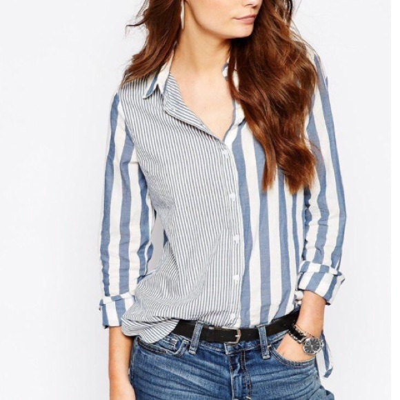 Mixed Stripe Button Down - Picture 1 of 3