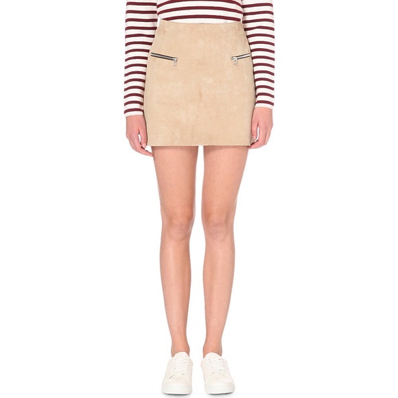 Sandro Paris Beige Jonane Suede Skirt in Size 1