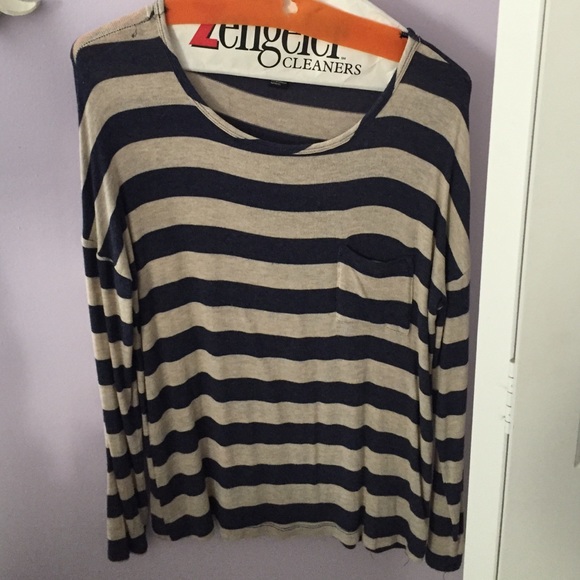 Blue and nude stripped long sleeve top