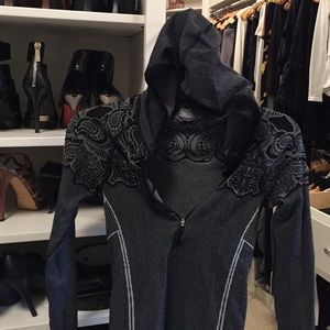 Hooded long sleeve half zip top