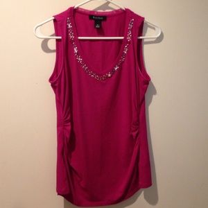 White House Black Market Pink jeweled Tank top
