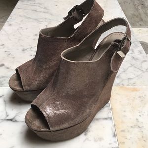 Steve Madden Metallic gray wedges.