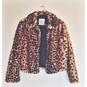 Leopard print fur coat