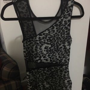Black mesh and leopard short dress