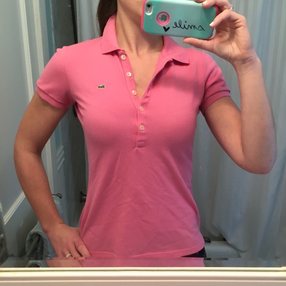 Lacoste polo Lt pink euro size 40 fits a 6/8 us.