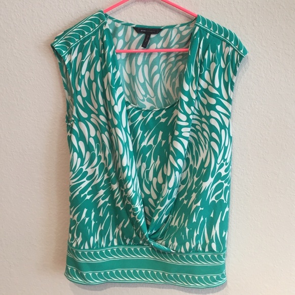 BCBG Green and White Blouse