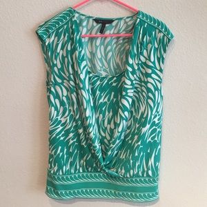 BCBG Green and White Blouse