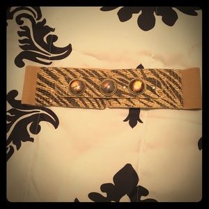 Belt; tan/black zebra, size S Belt; tan/black zebra, size S