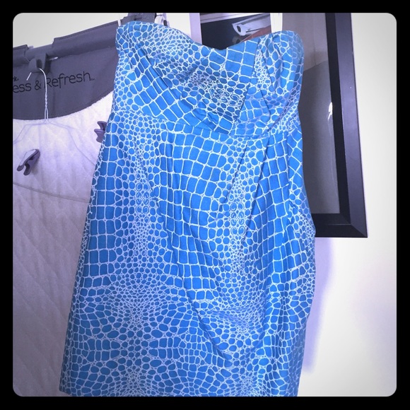 Tibi  alligator  print strapless dress