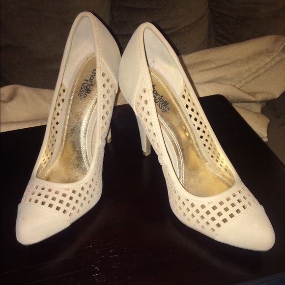 Tan pumps with breathing holes
