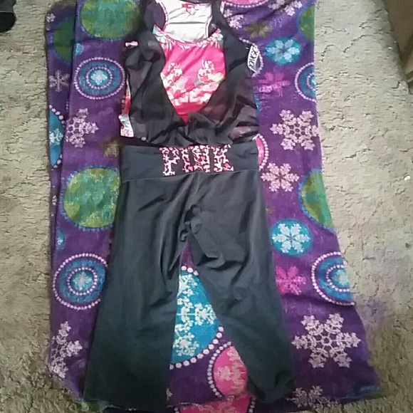 Outfit( Bongo shirt and VS Pink Capri Yogas)