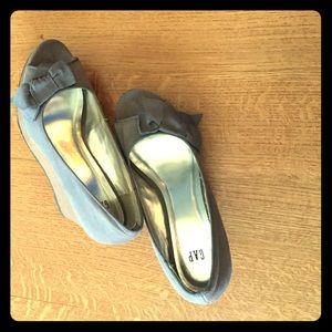 Gray Peep Toe Wedges