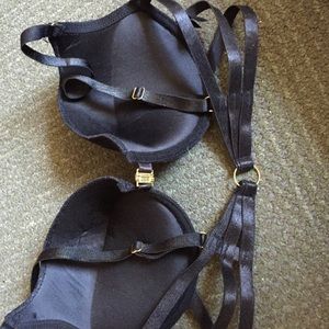 Front close black lace push-up bra