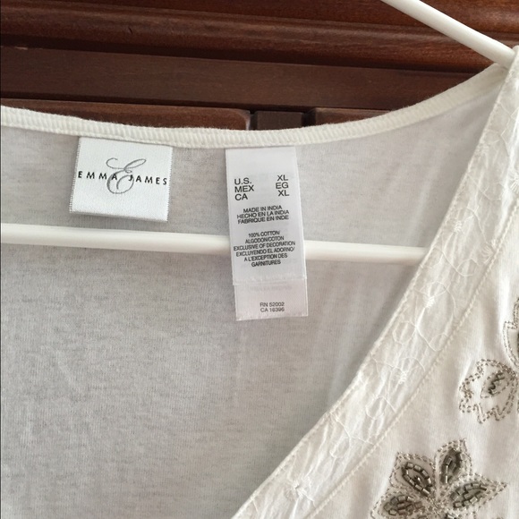 Elegant white v neck, embellished with beads - Picture 3 of 4