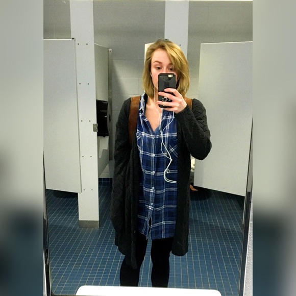 Long Gray Knit Cardigan