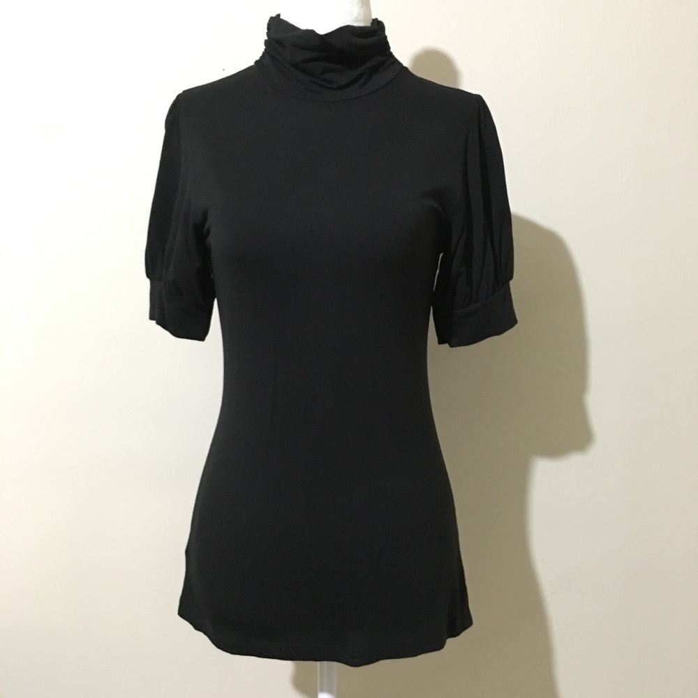 {LOFT} Black Short Sleeve Turtle Neck Top