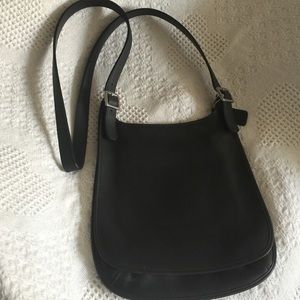 Cross body black leather coach bag