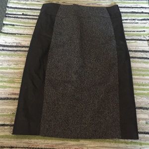 Leather panel sidedness grey knit pencil skirt