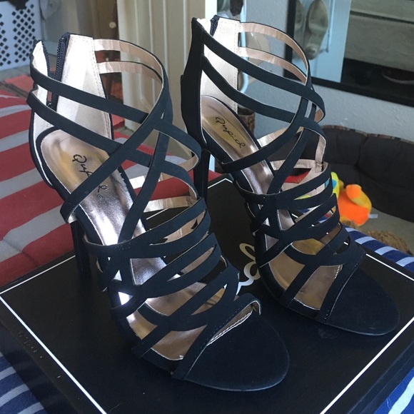 Black strappy heels