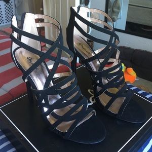 Black strappy heels
