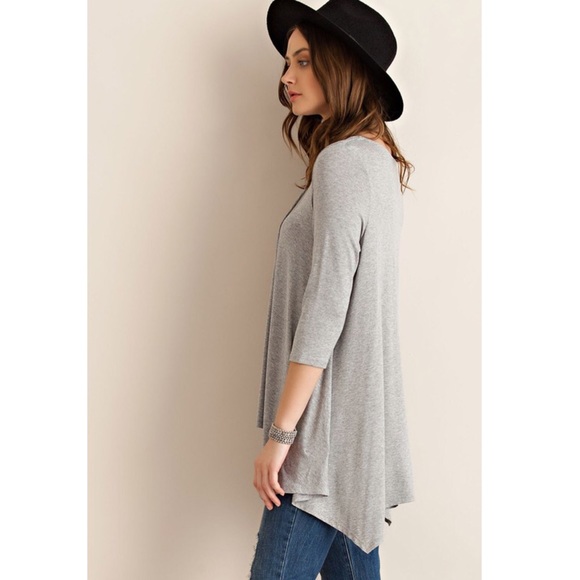 🆕KANA asymmetrical lace up tunic top - H. GREY - Picture 3 of 4