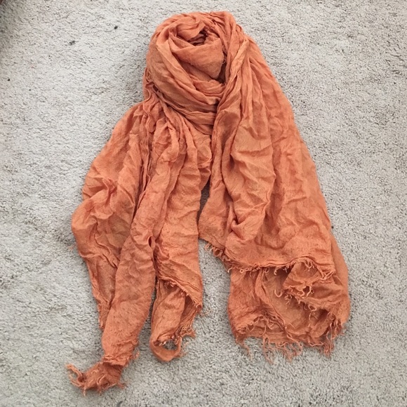 Burnt orange boho fringe scarf