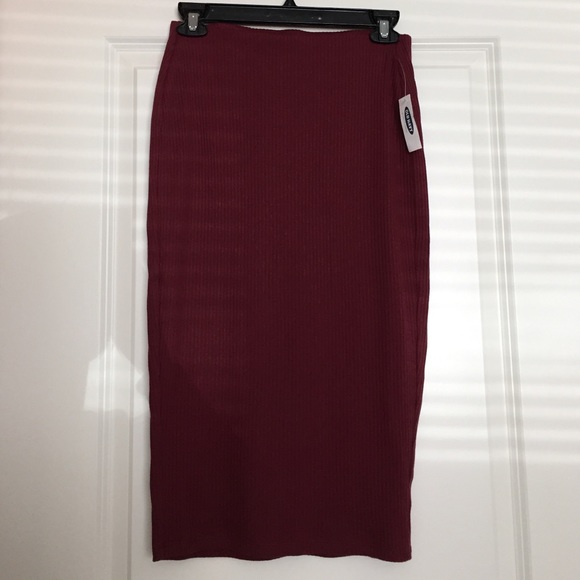 Burgundy knee length skirt