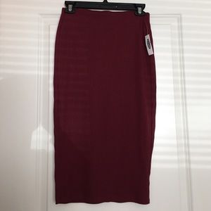 Burgundy knee length skirt