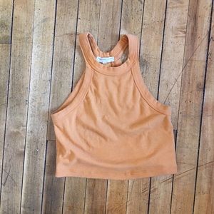 Mango High-neck fitted crop tank top