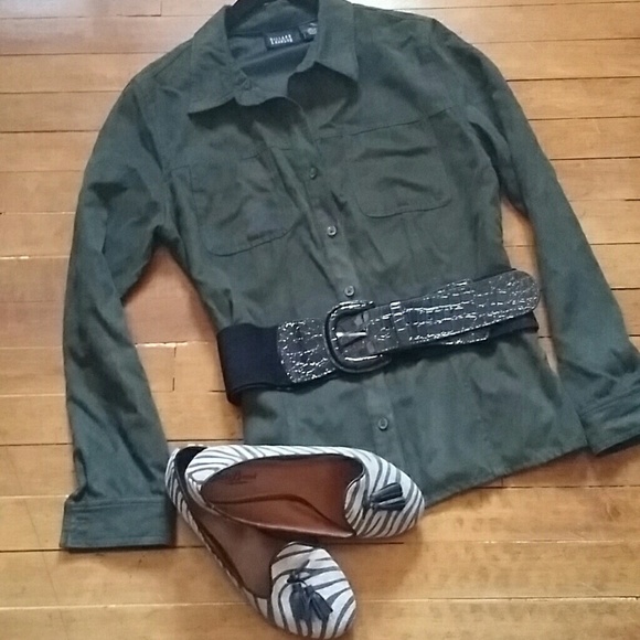 Olive Button Down Shirt/Light Jacket